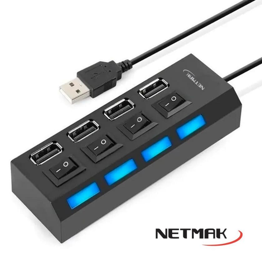 Hub USB 2.0 4 port C/Switch Netmak (NM-AC08)