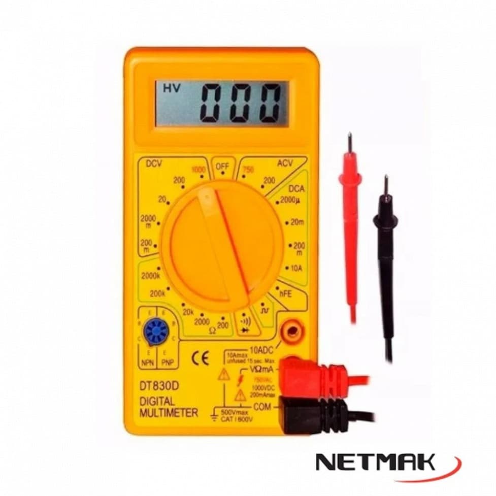 Tester Digital Netmak con Buzzer y Cables (NM-830)