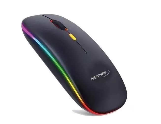 Mouse Inalambrico RGB Recargable Netmak NEGRO / BLANCO