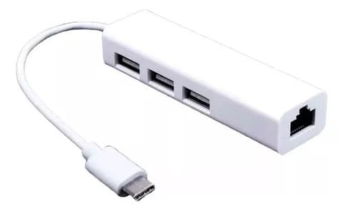 Adaptador TipoC M a 3 x USB 2.0 + Rj45