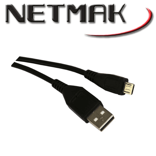 Cable USB a Micro USB 1.80 Mts Netmak Negro