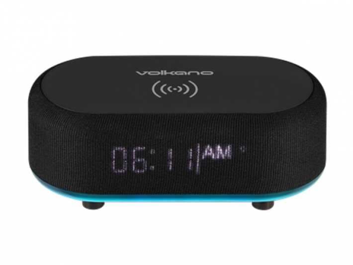 Parlante Volkano Radiant Series Alarm Clock with Wireless Charging and speaker black