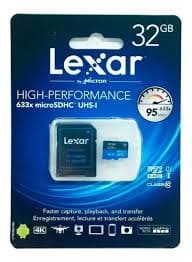 Memoria Micro SD Lexar 32GB Class10 100MB/s 45MB/s (LMS0633032G-BNNNG)