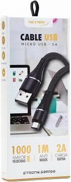 CABLE USB A MICRO USB NETMAK NEGRO / AZUL 2A 1 METRO