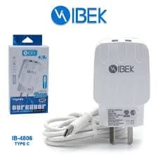 CARGADOR TIPO C 5V A 3.1A + 2 USB IBEK COLORES