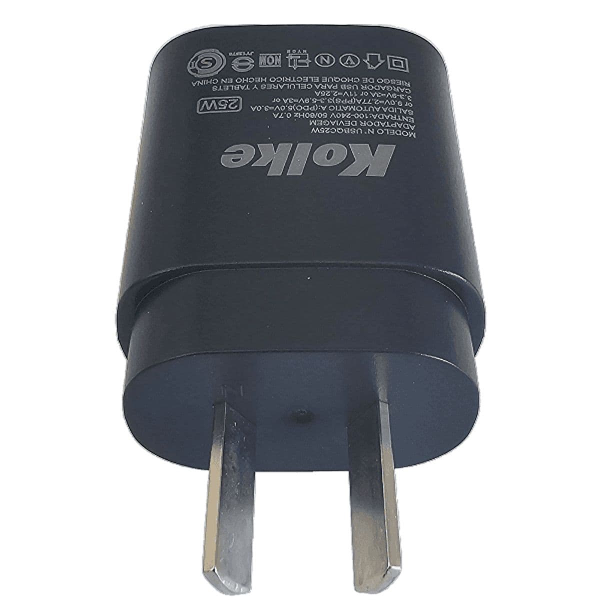Cargador USB-C 220V Carga Rapida 25w Kolke Negro