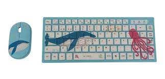 Mini Combo Teclado + Mouse inalambrico ultra slim kids NM Kb401-b Azul
