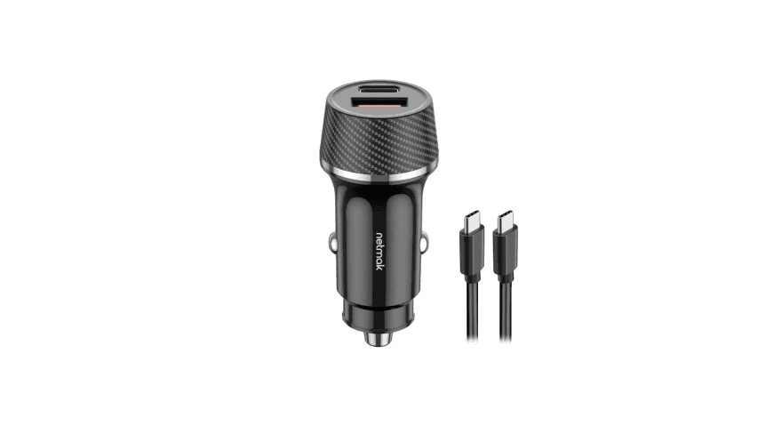 Cargador Doble p/Auto 48w Usb + Usb-C c/cable Netmak 
