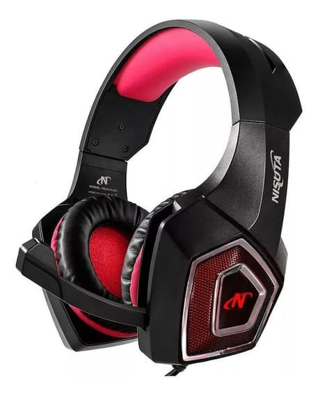 Auricular Gamer Nisuta Con Microfono Hurricane (NS-AUG350) Negro / Rojo