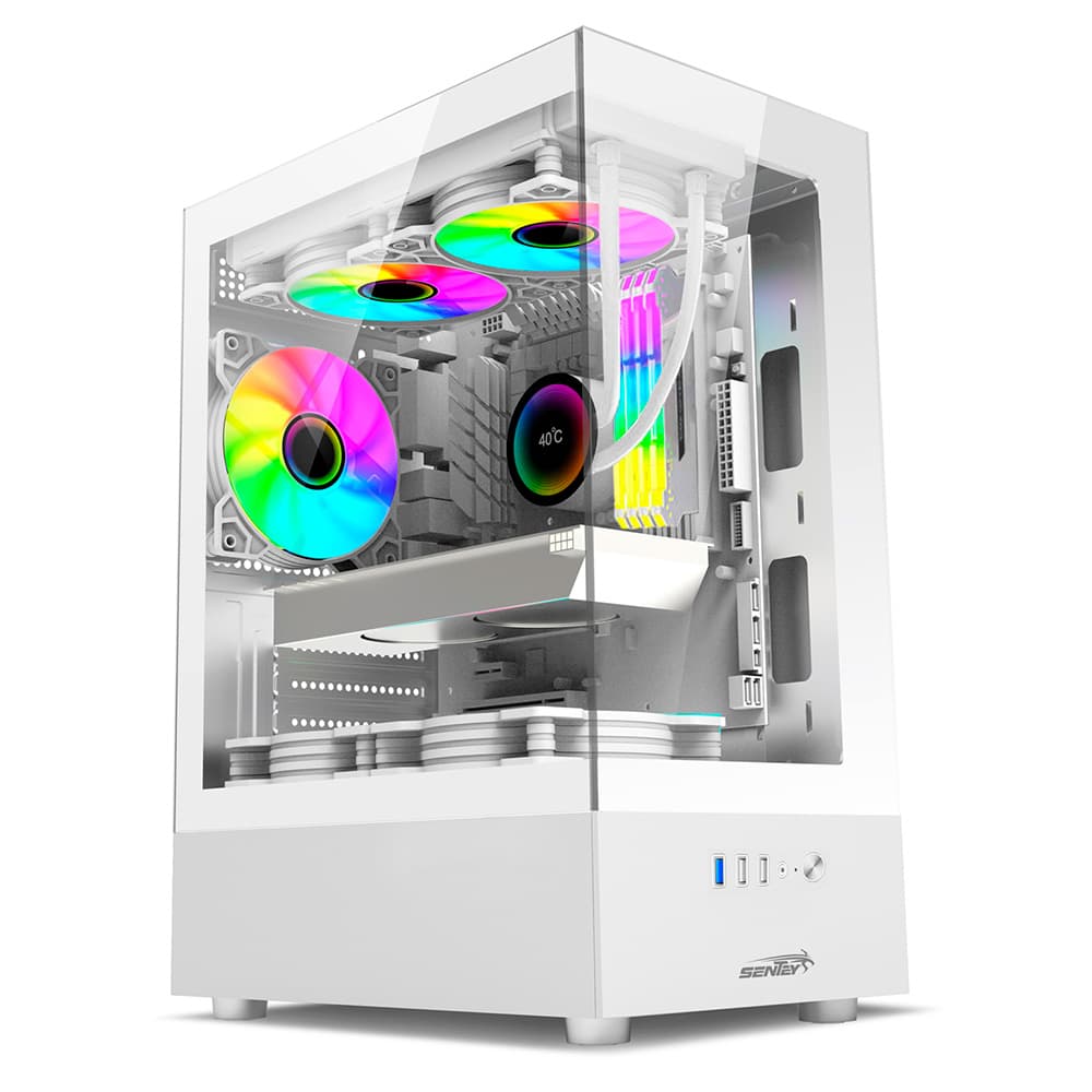 Gabinete Sentey H10 Vidrio Templado Frontal y Lateral Blanco