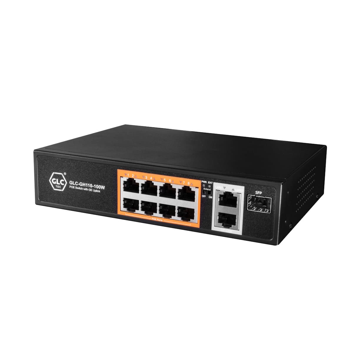 Switch 10 Puertos Fast 8POE 10/100M +2 pot 10/100 uplink +1 Slot SFP GLC (GLC-GH110-100W)