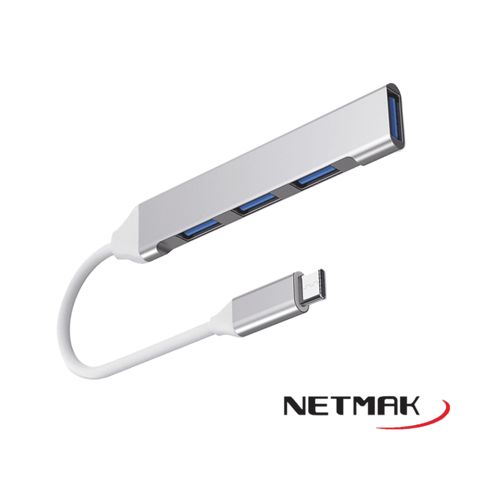 Hub USB Tipo-C a 3 Puertos Usb 2.0 + 1 Usb 3.0 Netmak + Lector de Memoria + HDMI